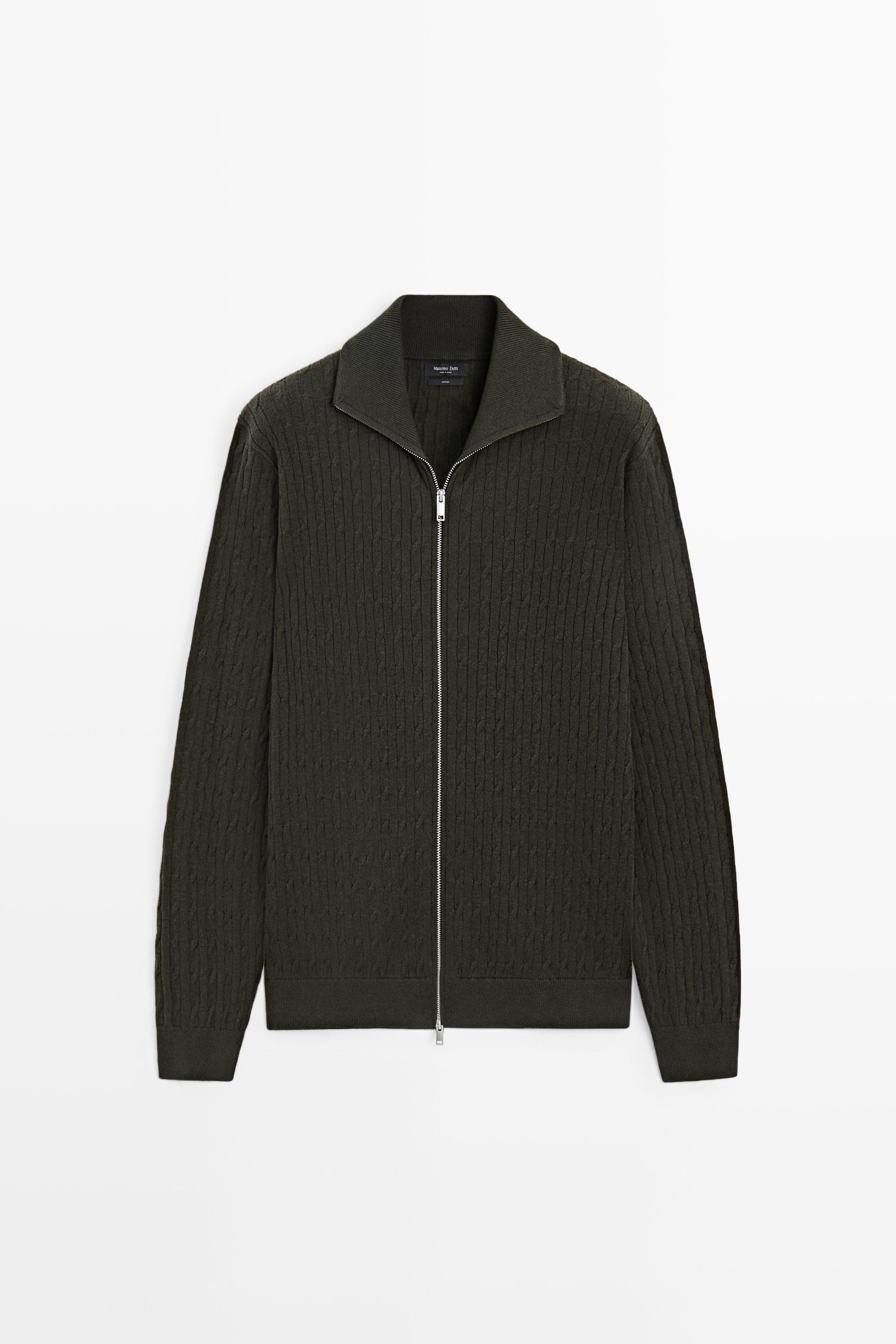 100% cotton braided knit cardigan